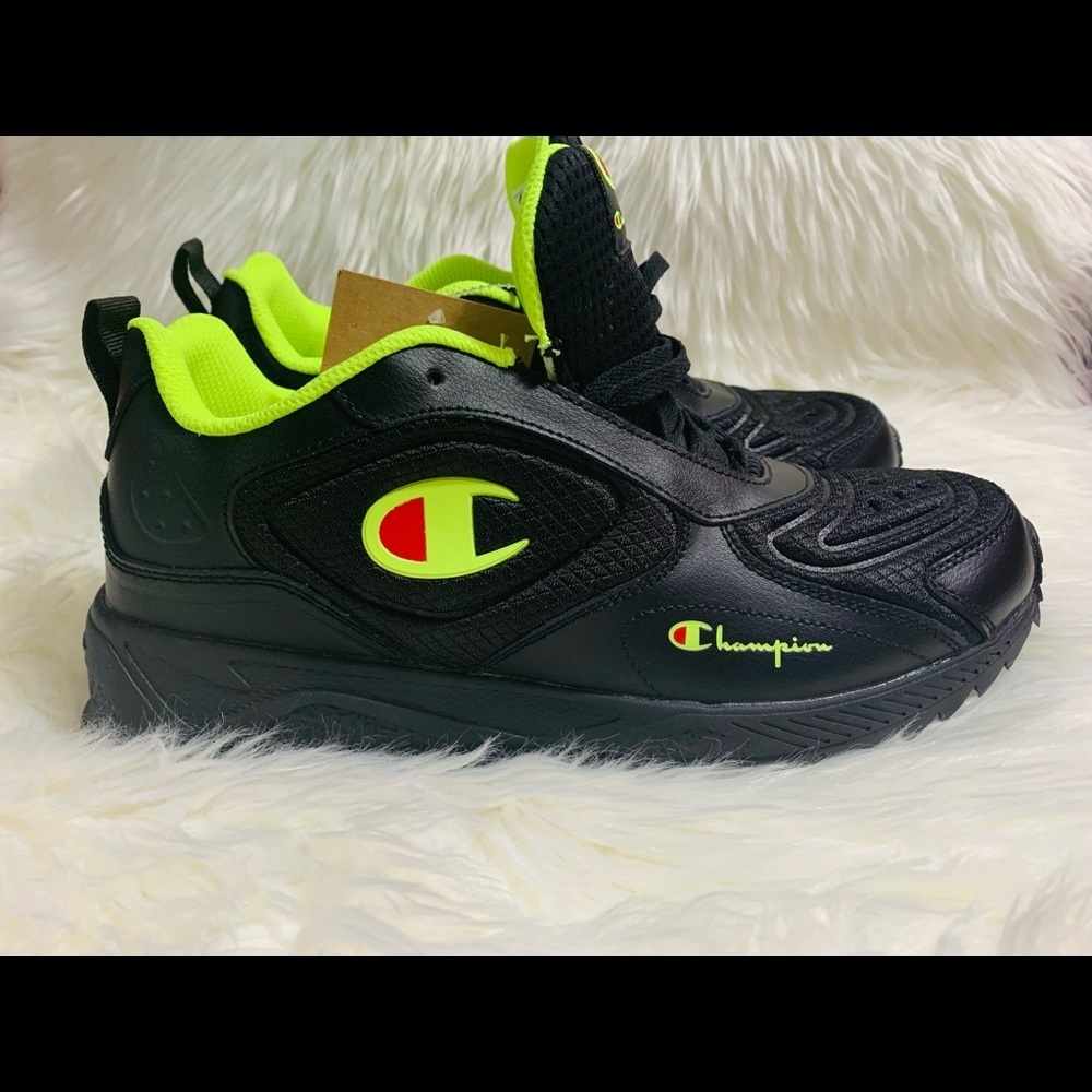 BRAND IS HOT NEW MENS CHAMPION FLEX 21 NEON BLACK ATHLETIC SHOES SNEAKERS SIZE 9
